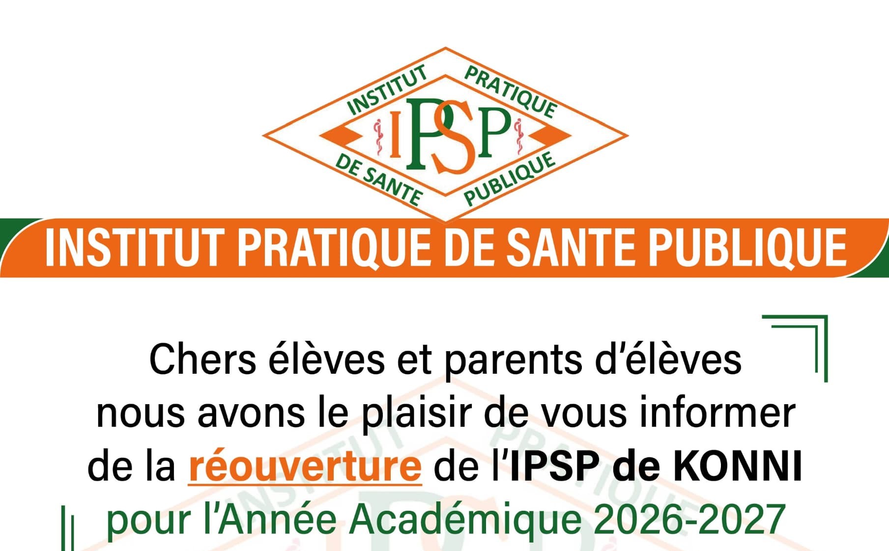 Réouverture de l’IPSP de Konni